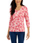 Women's 3/4-Sleeve Printed V-Neck Top